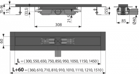 Душевой лоток AlcaPlast APZ101BLACK-300 с опорами