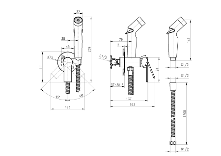 Гигиенический душ со смесителем Cersanit BRASKO 64102 хром