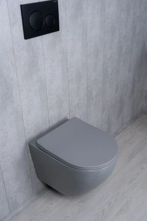 Унитаз подвесной безободковый GID Tr2122TF-Lgm серый матовый, с сиденьем микролифт