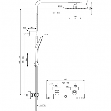 Душевая стойка Ideal Standard  CERATHERM T50 A7704AA хром