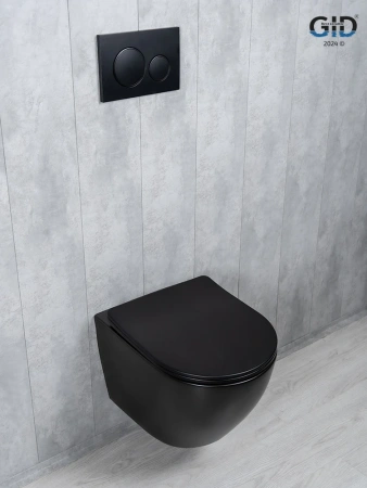 Унитаз подвесной безободковый GID Tr2122TF-Bm черный матовый, с сиденьем микролифт