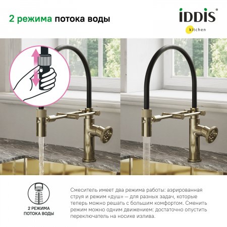 Смеситель для кухни IDDIS Grange GRAMGFLi05 золото/черный