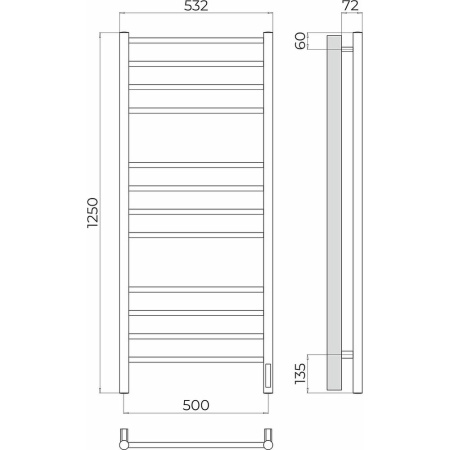 Полотенцесушитель электрический Terminus Аврора П12 50х125