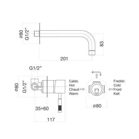 Смеситель для раковины Webert Rimini RI830606010, белый