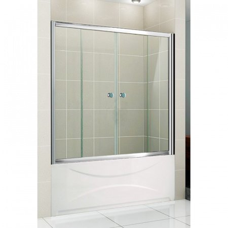 Шторка на ванну Cezares Pratico VF-2 170x140 профиль Хром стекло прозрачное