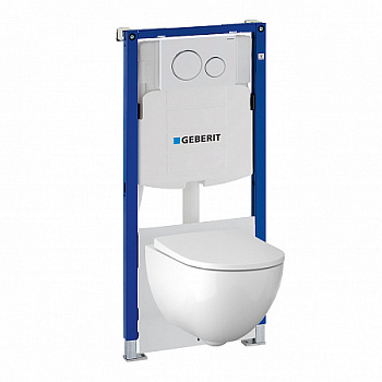 Унитаз с инсталляцией подвесной GEBERIT Acanto 500.301.KJ.A клавиша смыва белый