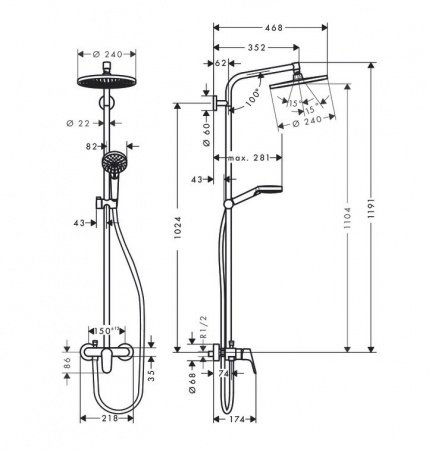 Душевая стойка Hansgrohe Crometta S 27269000 хром