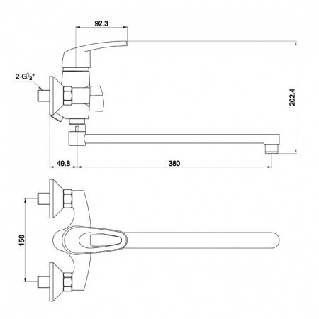 Смеситель для ванны с душем Timo Standart 1935Y-CR chrome хром