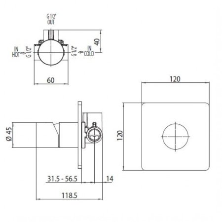 Скрытая часть для механического смесителя на 1 потребитель Bossini Z00007000