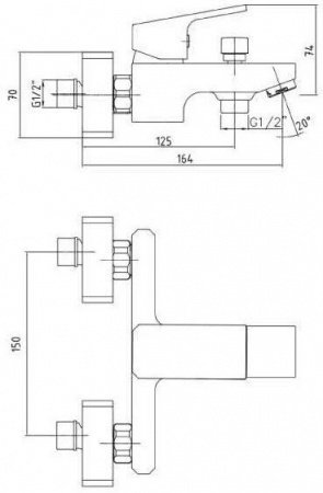 Смеситель для ванны E.C.A Tiera 104802469EX белый/хром