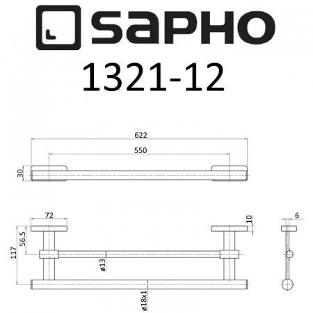 Полотенцедержатель Sapho OLYMP 1321-12 хром