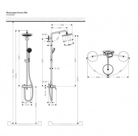 Душевая стойка Hansgrohe Croma 27222000 хром