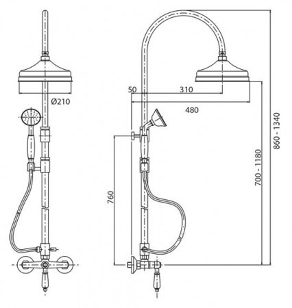 Душевая стойка Cezares VENEZIA-CD-02-Bi бронза