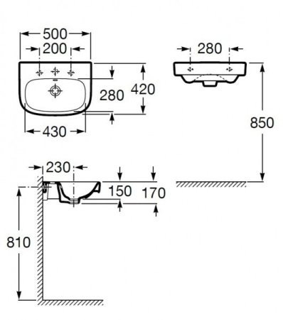 Раковина подвесная 50см Roca Debba 32799600Y белый
