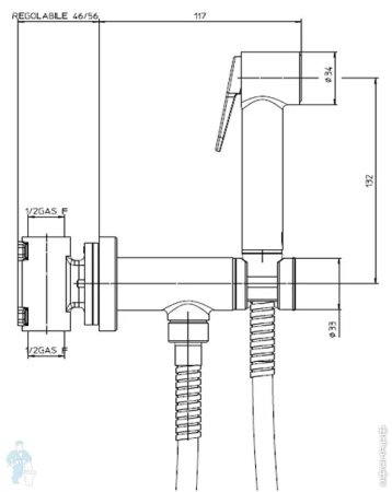 Гигиенический душ со смесителем Bossini Paloma Brass E37005B.095 никель полированный