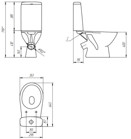 Унитаз напольный Cersanit Just S-KO-JUS031-3/6-PL-w белый, с сиденьем микролифт