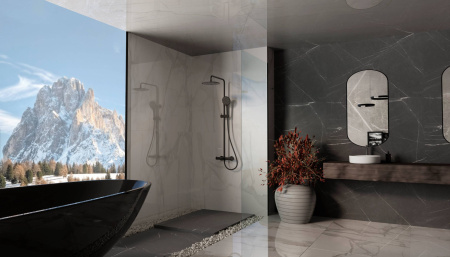 Душевая стойка со смесителем Vincea Rondo VSFS-1R1MB черный матовый