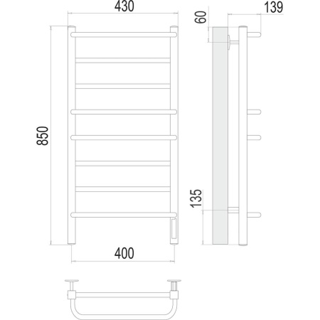 Полотенцесушитель электрический Terminus Евромикс квадро П8 40х85