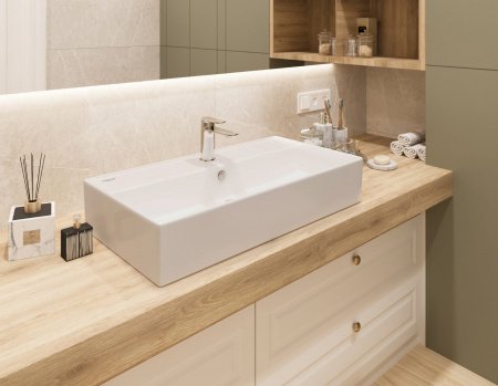 Раковина накладная 80см Sanita Luxe Novel NOV80SLWB01 белый