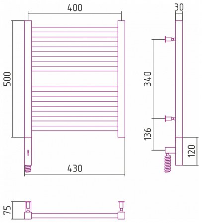 Полотенцесушитель электрический Сунержа Модус 3.0 50х40 белый, левый ТЭН