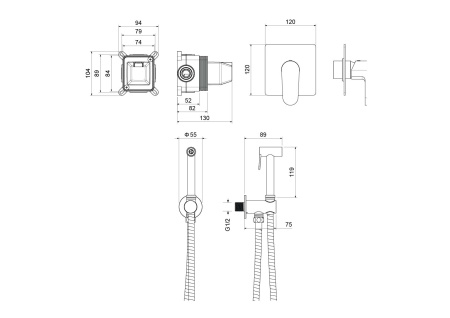 Гигиенический душ со смесителем Aquatek Оберон AQ1219CR хром