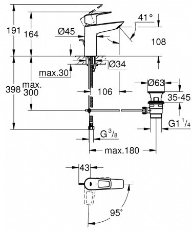 Смеситель для раковины Grohe BauLoop New 23887001 хром