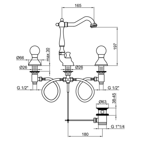 Смеситель для раковины Webert Karenina KA750202017, хром/золото