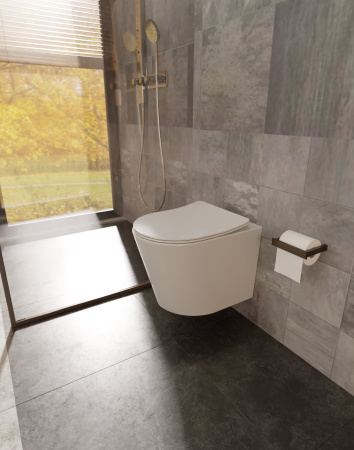 Унитаз подвесной безободковый AQUAme AQM2001 белый, с сиденьем микролифт