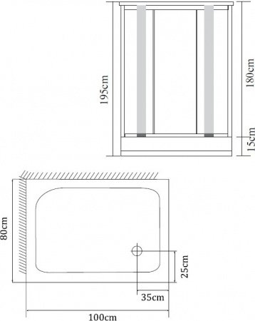 Душевой угол Esbano ES-8022 100x80x200 профиль хром, стекло матовое