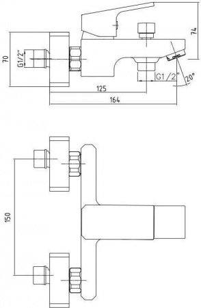 Смеситель для ванны E.C.A Tiera 103502469EX черный/хром