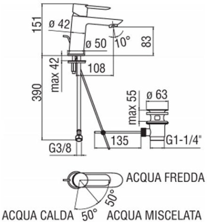 Смеситель для раковины Nobili Sand SA99118/1CR хром