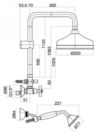 Душевая стойка Webert Armony AM760405060 медь