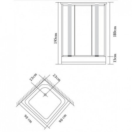 Душевой угол Esbano ES-8024 90x90x200 профиль хром, стекло матовое