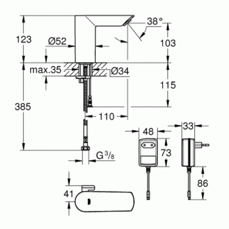 Смеситель для раковины Grohe Bau Comopolitan E 36453000 хром