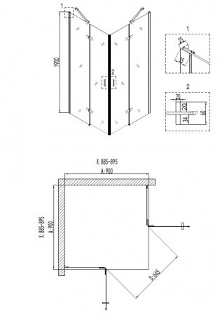 Душевой угол Niagara NG- 6613-08 90x90x190 профиль хром, стекло прозрачное