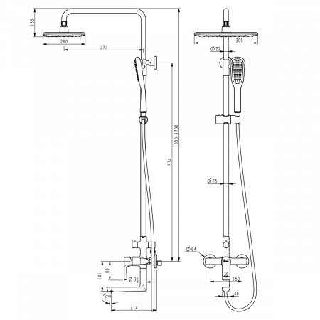 Душевая стойка Lemark Ursus LM7262BL черный
