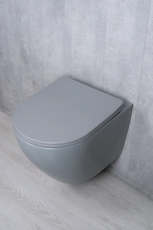 Унитаз подвесной безободковый GID Tr2122TF-Lgm серый матовый, с сиденьем микролифт