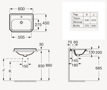 Раковина накладная 60см Roca Carmen 3270A5000 белый