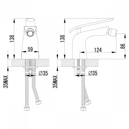Смеситель для биде Lemark Melange LM4908CW хром/белый