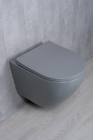 Унитаз подвесной безободковый GID Tr2122TF-Lgm серый матовый, с сиденьем микролифт