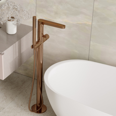 Смеситель для ванны напольный WasserKraft Paar 8821 розовое золото