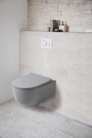 Унитаз подвесной безободковый Vincea Evo VT1-34SMG серый матовый, с сиденьем микролифт