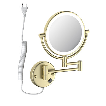 Косметическое зеркало с 5-ти кратным увеличением и подсветкой Timo Saona 13376/17 золото матовое