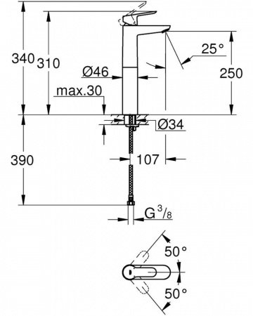 Смеситель для раковины Grohe Bauedge 23761000 хром