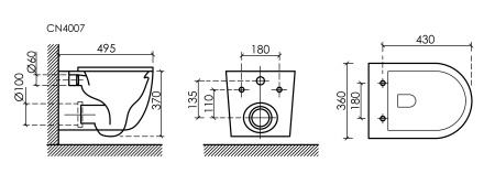 Унитаз подвесной безободковый Ceramica Nova Up CN4007 белый