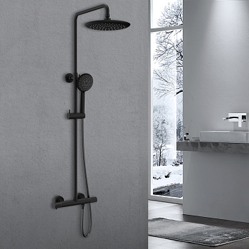 Душевая стойка с термостатом Vincea Desire VSFS-1D0TMB черный матовый