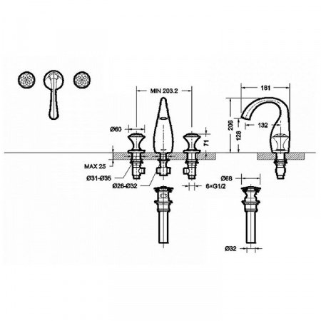 Смеситель для раковины Bravat Swan F24287G-ENG золото