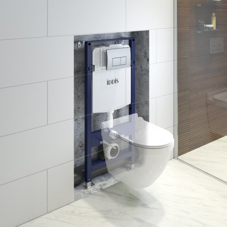 Готовое решение для подвесных унитазов Iddis Optima Home OPH00GCi32K клавиша хром глянцевый