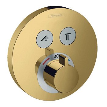 Термостат для душа на 2 потребителя Hansgrohe ShowerSelect S 15743990 золото