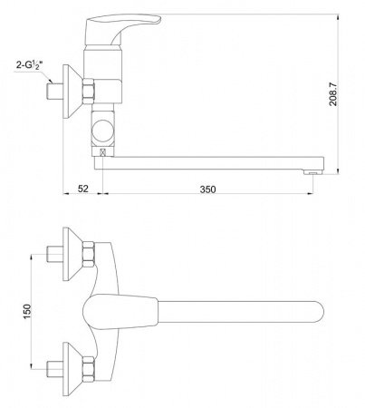 Смеситель для ванны с душем Timo Uta 0095Y-L chrome хром
